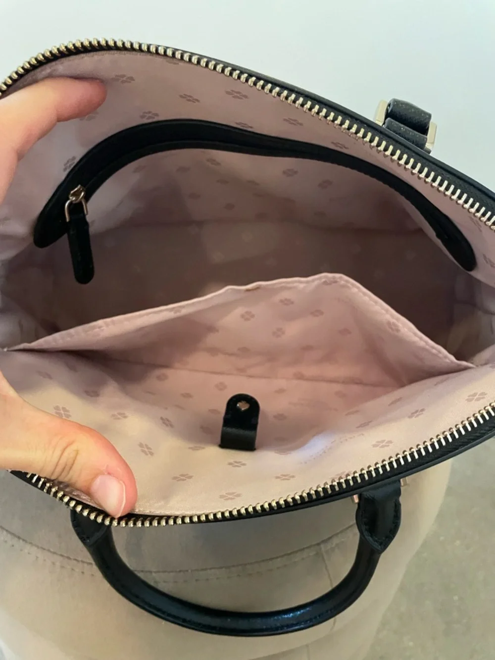 Kate Spade Black Louise Dome Satchel w/ Zippered Front Pocket